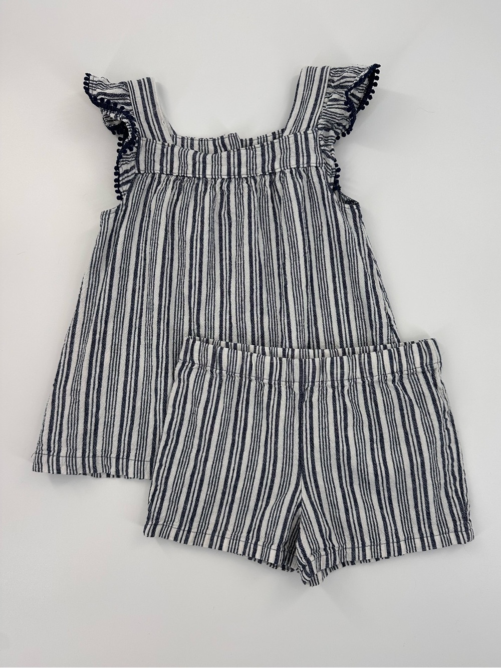Carter's Matching Navy Stripe Ruffle Summer Set Size 5T